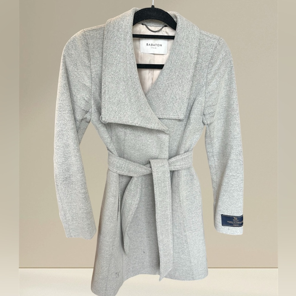 Babaton Light Gray Wrap Coat - Picture 3 of 7